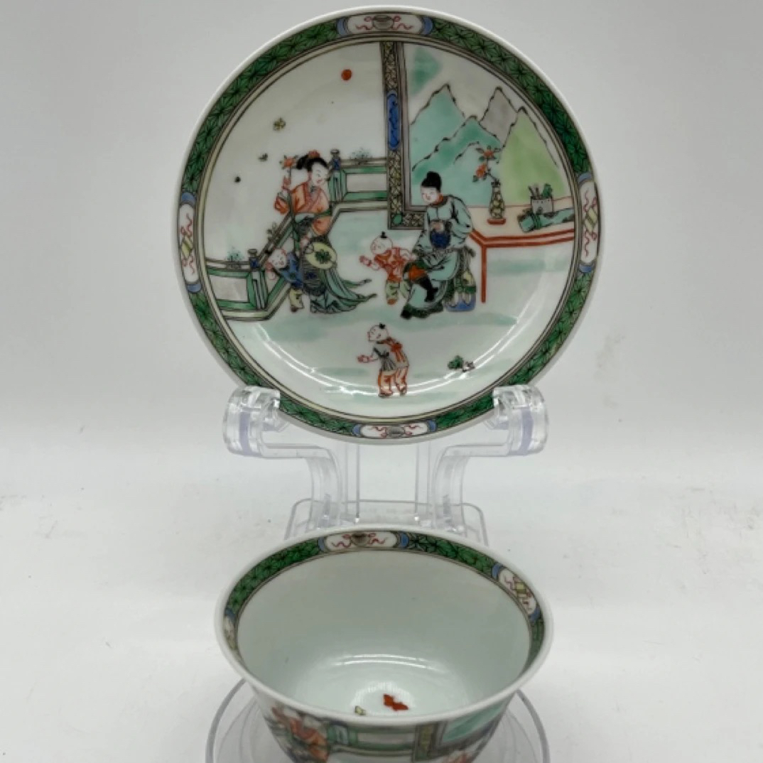 A81097五彩庭院故事套杯