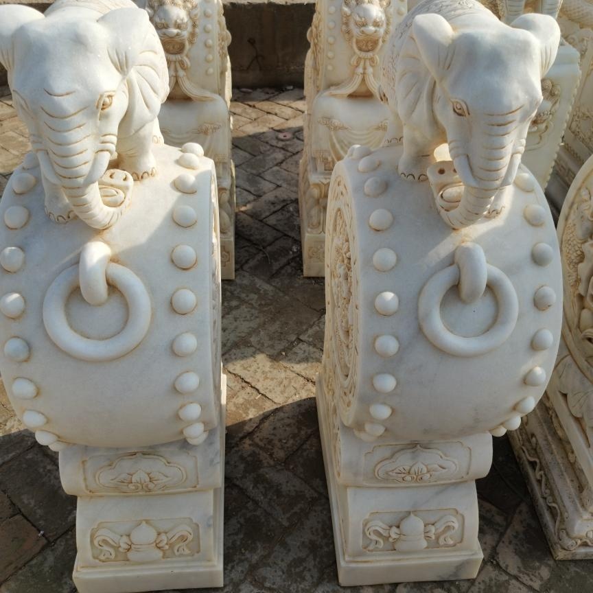 威县涵赫石雕工艺品60高度大象抱鼓石（包邮不管卸车和摆放）