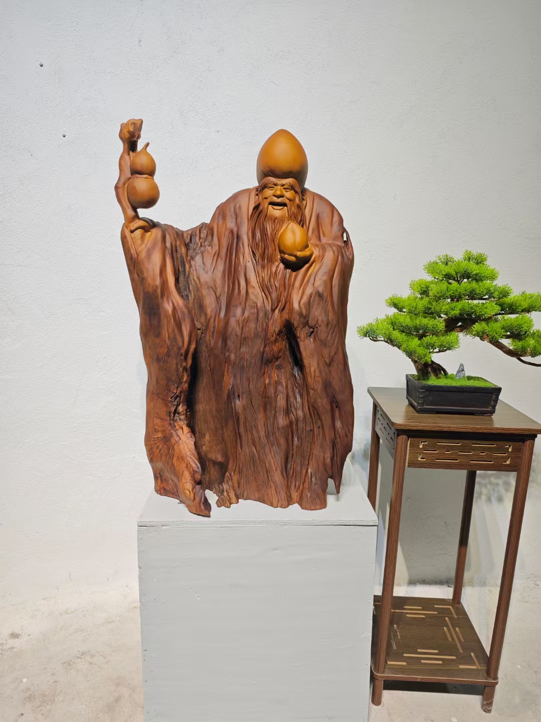 木雕寿星爷老香樟木《寿星公》尺寸：长50宽29高80cm 重39斤