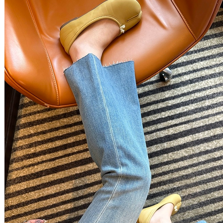 显腿长牛仔裤高腰微喇裤夏季薄款九分裤毛边休闲裤子春秋显瘦时尚