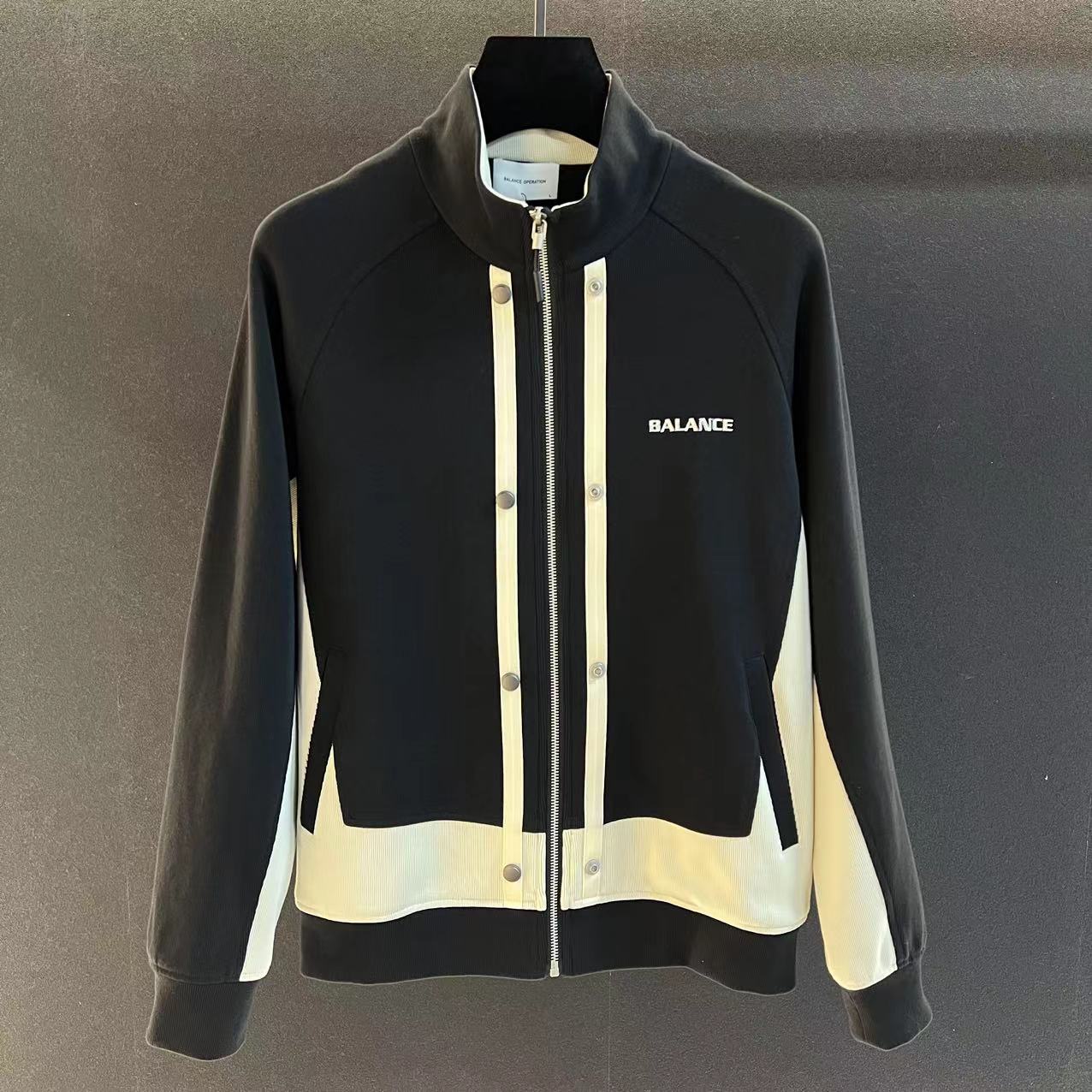 衡術24秋冬拼接撞色时尚休闲潮流刺绣男装针织外套【6132】