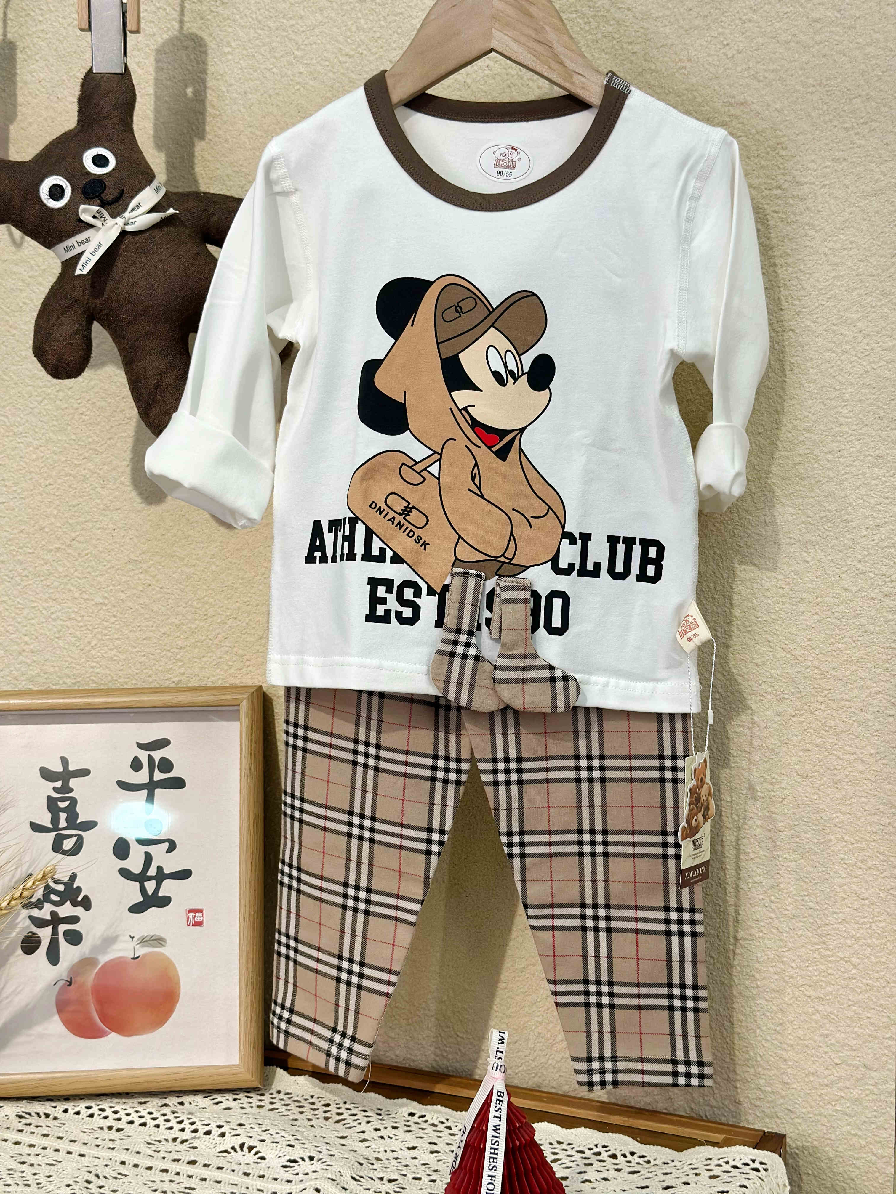 小文熊品牌儿童春款家居服莱卡棉无骨纯棉亲肤儿童款睡衣衬衣宝宝