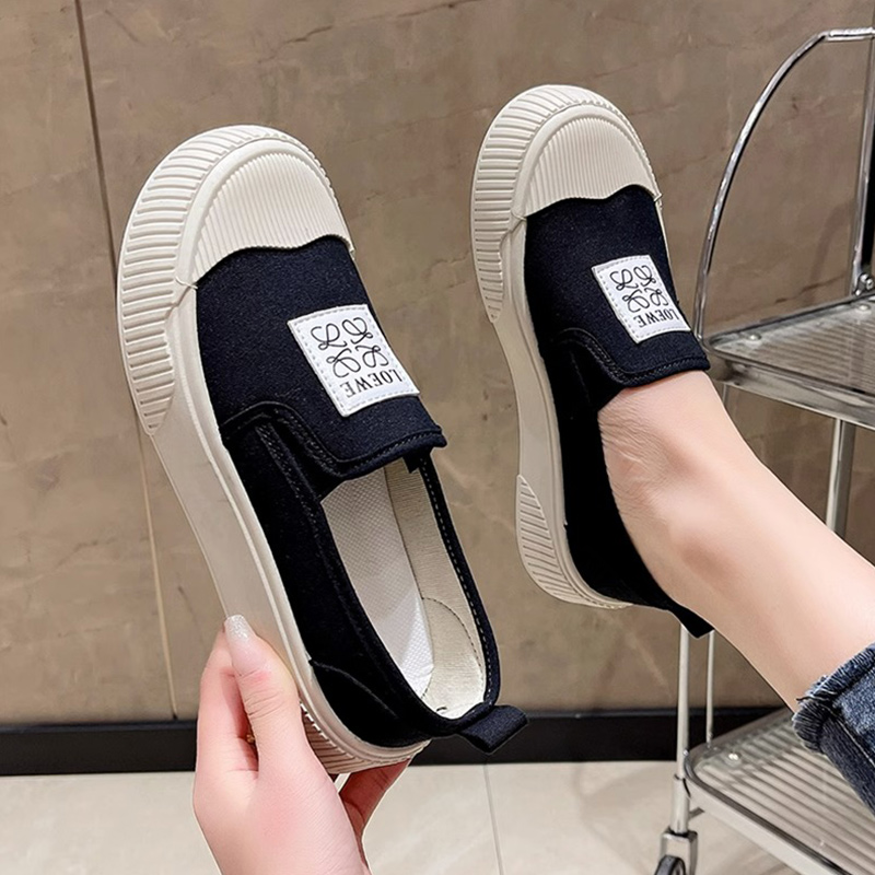 红蜻蜓牌帆布鞋女春秋2023新款百搭透气布鞋女一脚蹬软底舒适厚底