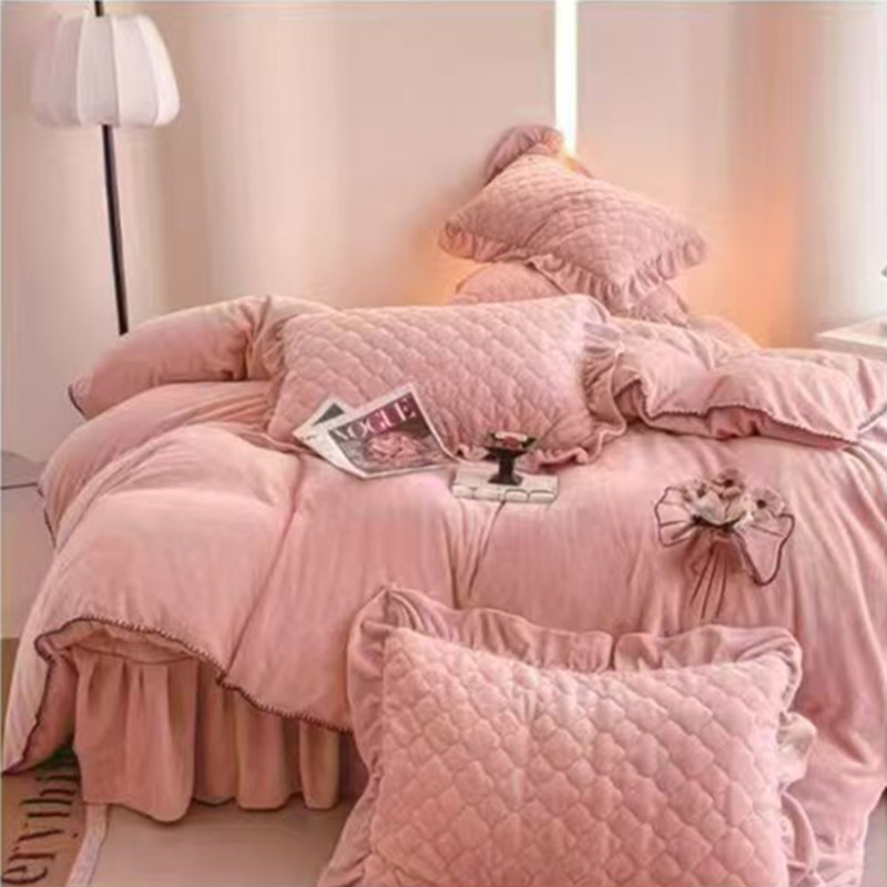 恋与花-床盖款四件套加绒加厚牛奶绒婴儿绒床盖四件套-总