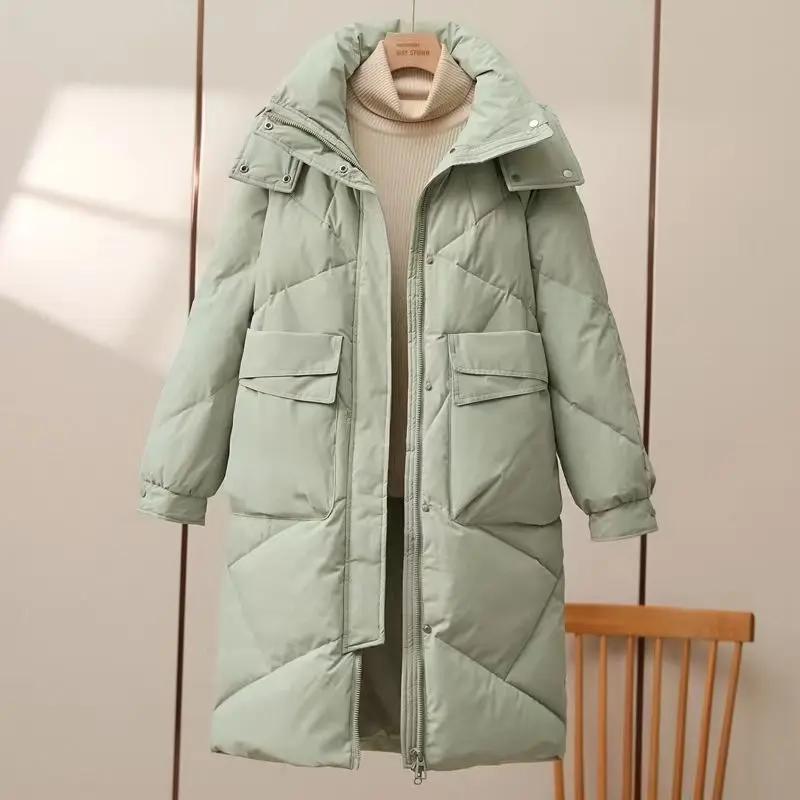 新款2023新款中长款羽绒服女韩版宽松羽绒服冬季加厚保暖/非半身
