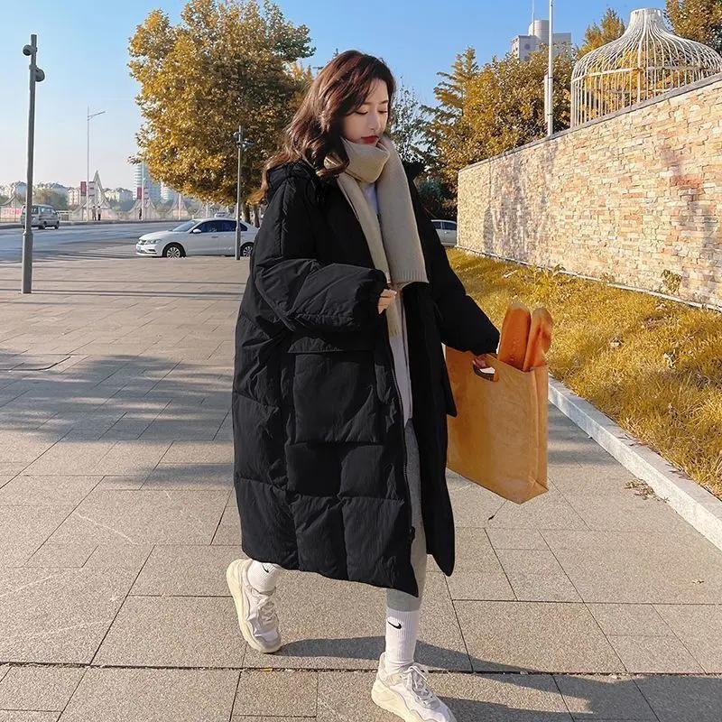 羽服女中长款2023年冬季新款韩版chic过膝面包服衣加厚外/非半身