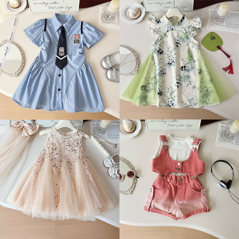 【编号A501-A600】中小女童套装连衣裙公主裙牛仔裤短袖T恤背心吊带