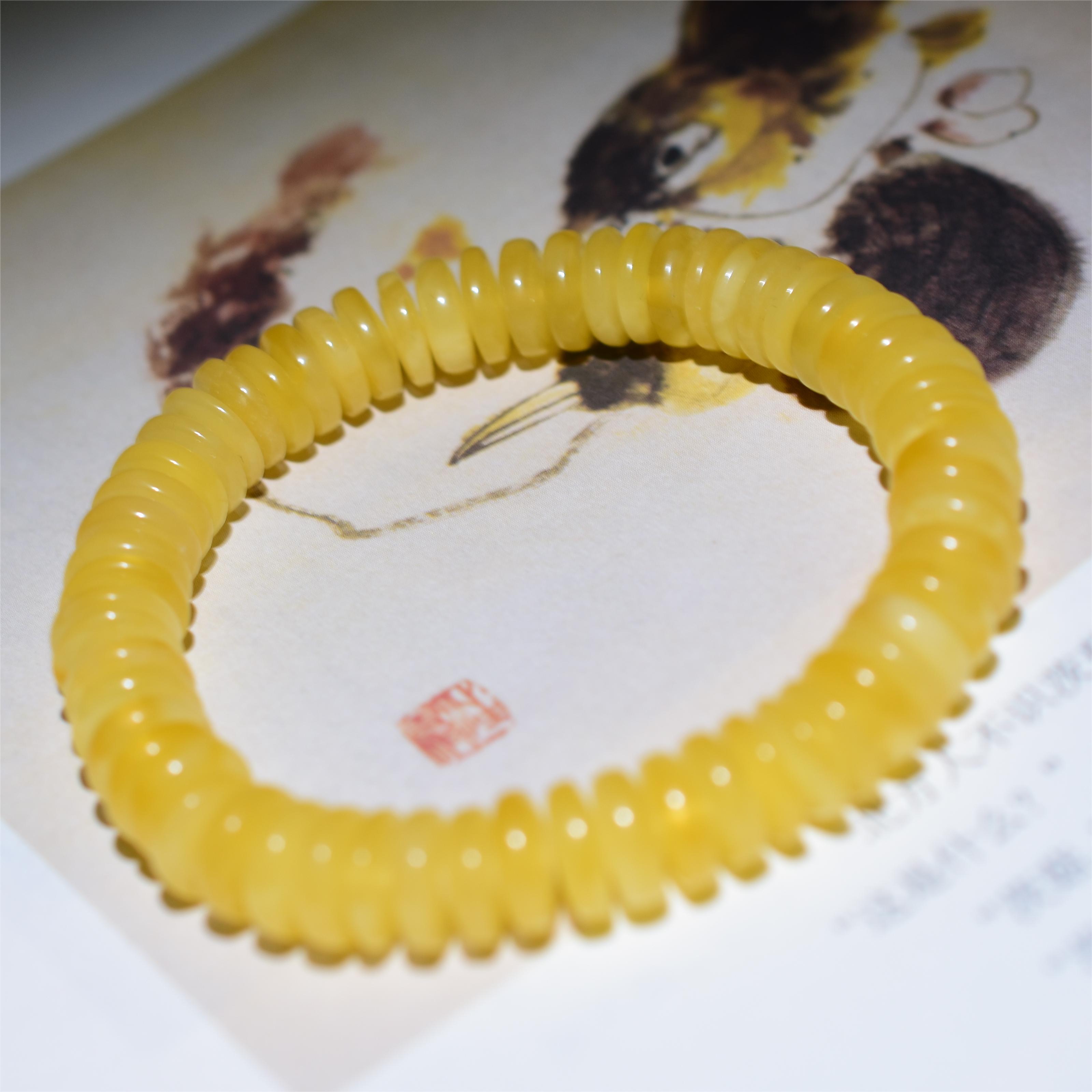 （解语花推荐）蜜蜡隔片手串8mm+
