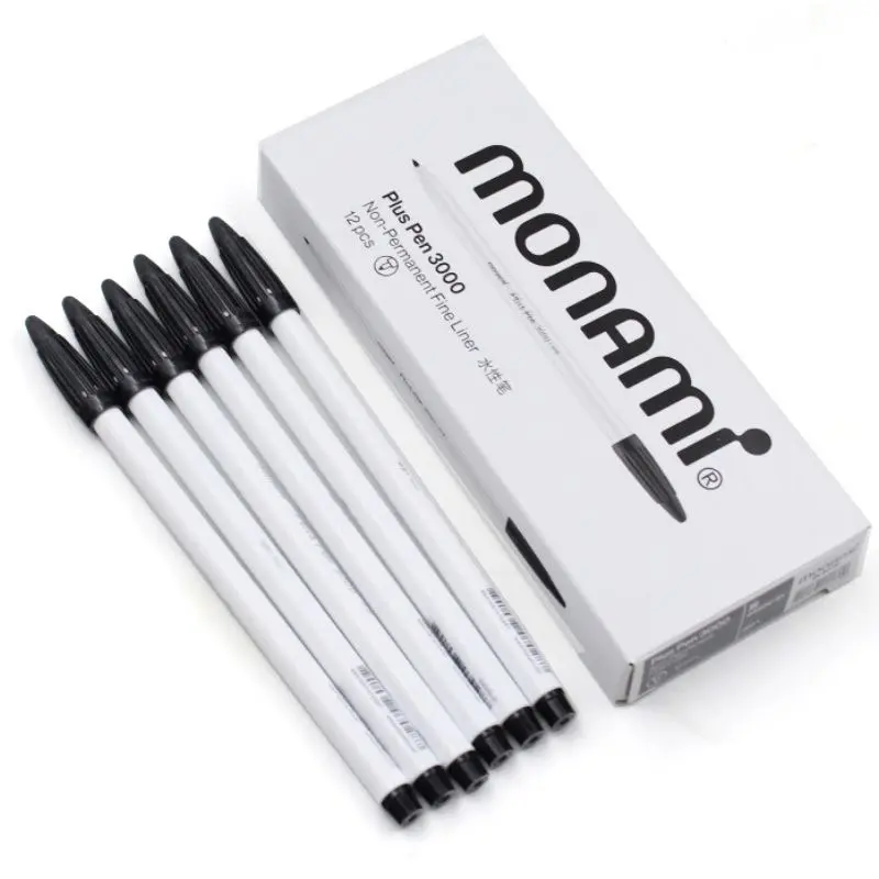 韩国Monami慕娜美3000纤维勾线勾边中性手帐笔0.38mm极细水性黑色
