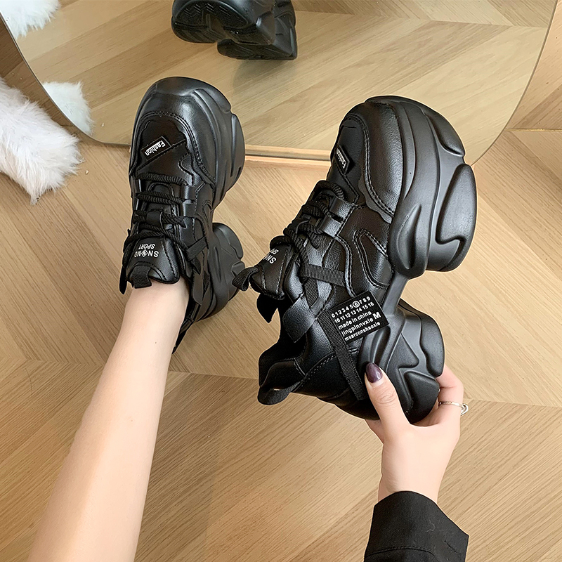 乔丹青年炸街真皮老爹鞋女显脚小2023秋冬新款加绒百搭厚底轻便运