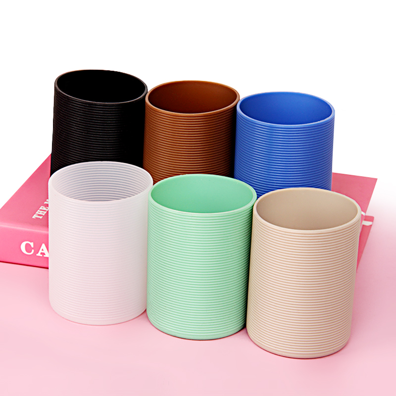 硅胶直筒杯套隔热便携防磨损玻璃杯防烫保护套茶杯防滑半身耐热套