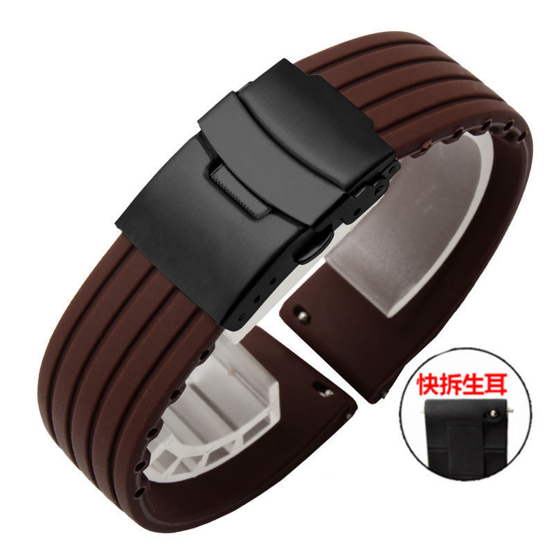 户外防水防汗运动硅胶表带男女通用款平口橡胶16 18 20 22 2324MM