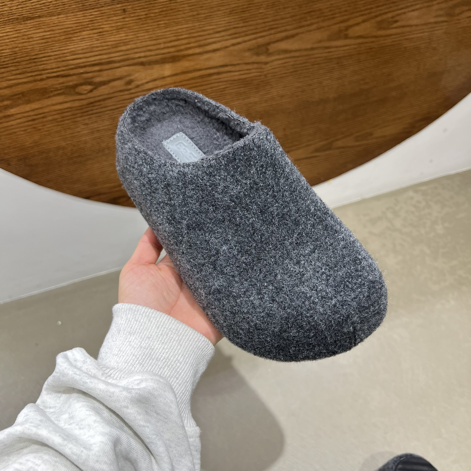 5公分呢子厚底加绒保暖包头半拖鞋女外穿2024秋冬新款勃肯鞋8055