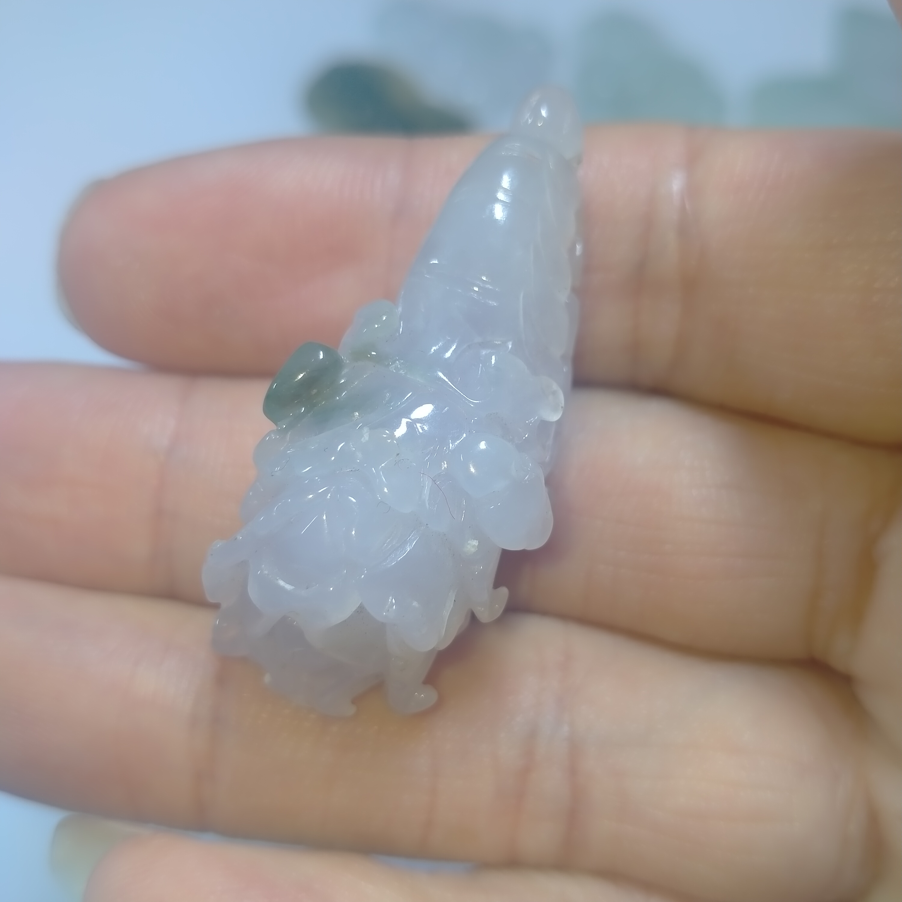 艺萱翡翠，天然A货翡翠紫罗兰白菜挂件（尺寸约44X21x16）