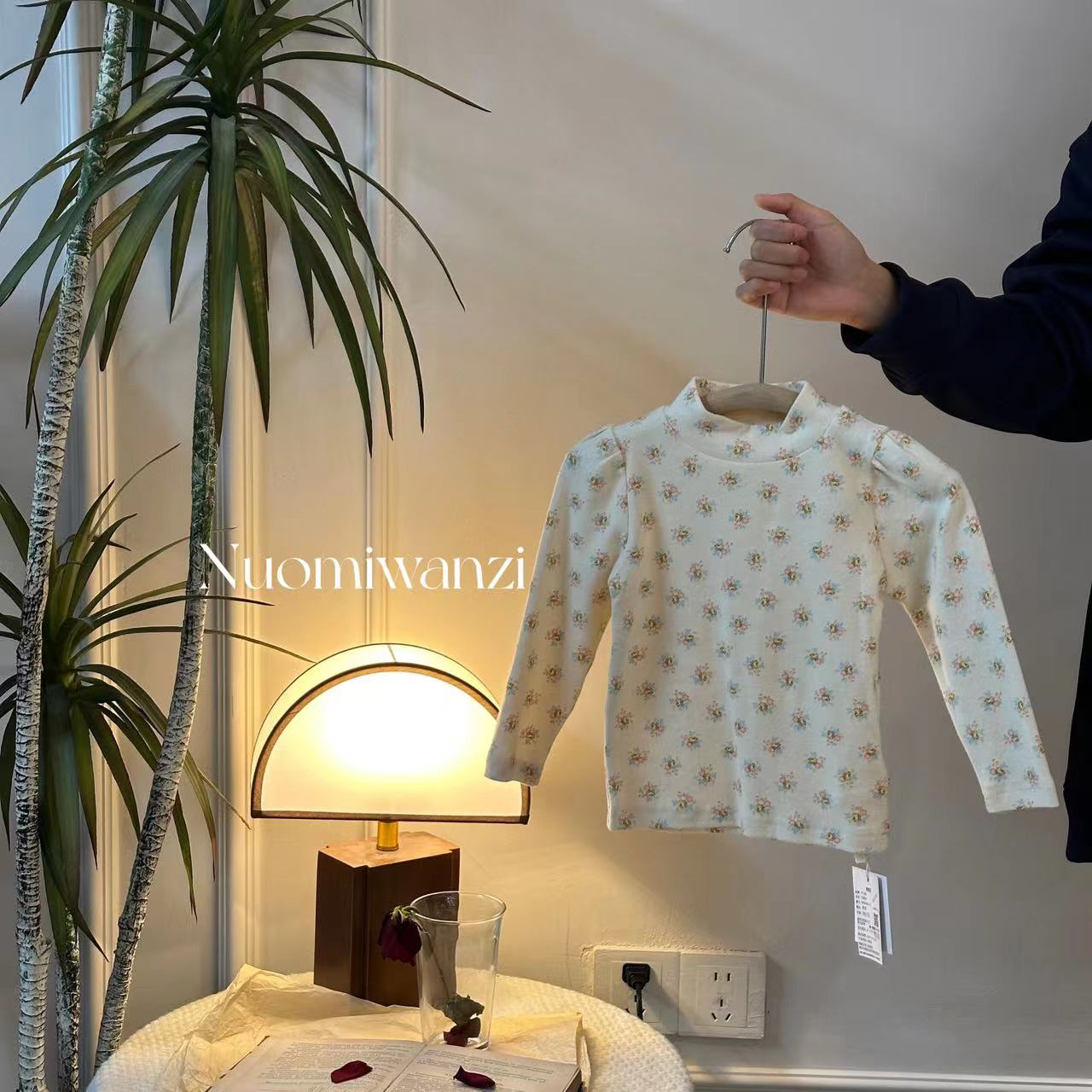 NXT-0272-儿童韩系中高领温柔系保暖加厚碎花打底衫（冬款）