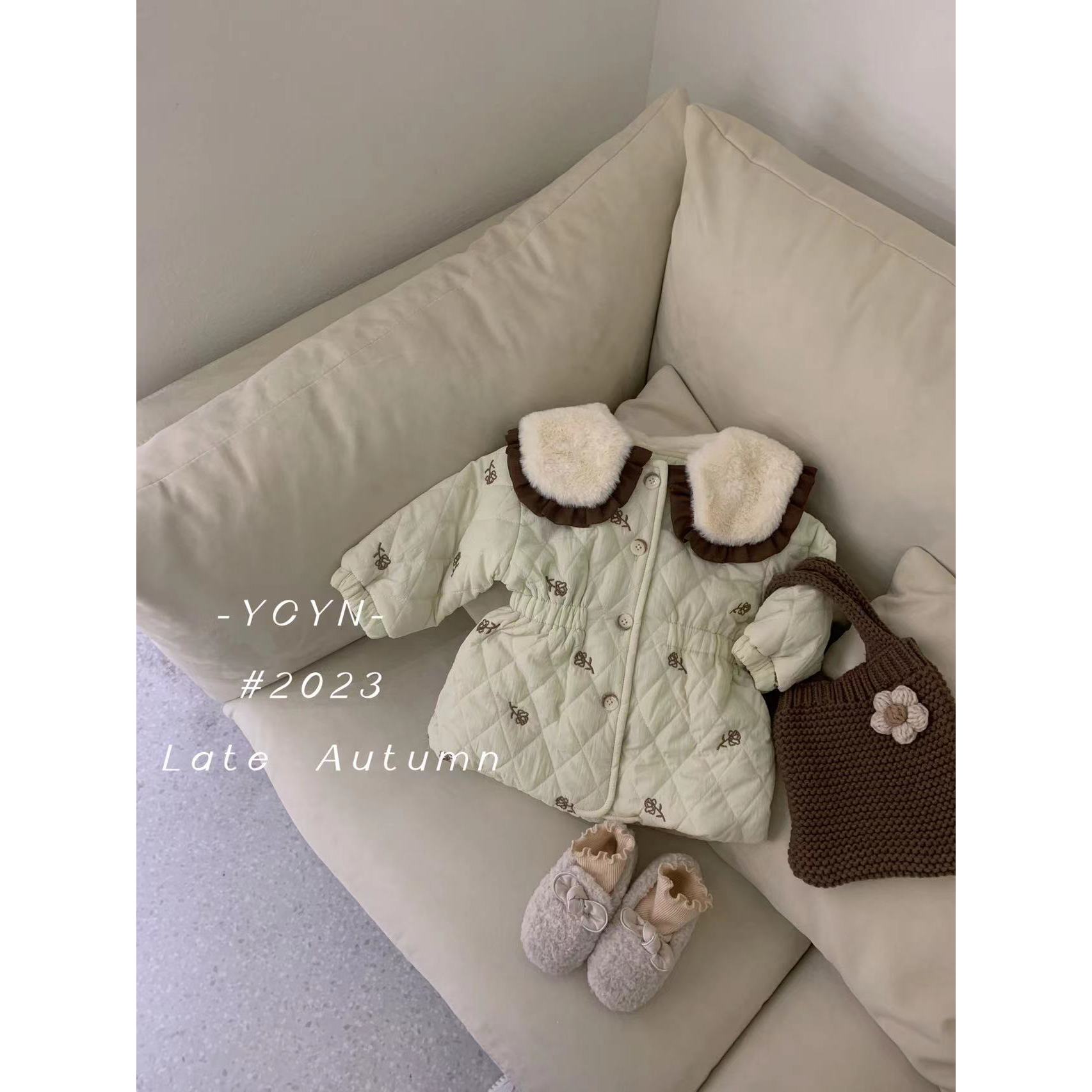 YCYN-7009-儿童韩系百搭大翻领毛毛棉服外套（冬款）