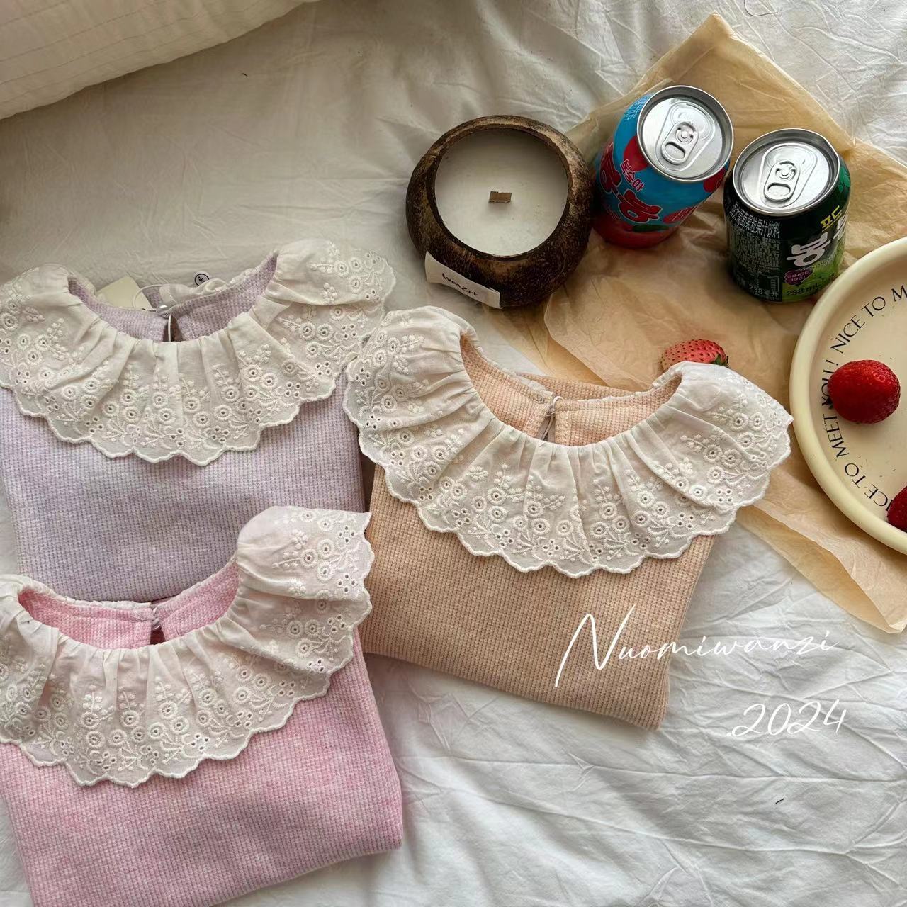 丸子十【现货】儿童韩版百搭蕾丝领子潮童T恤（春秋） WZJ（Q）-0317