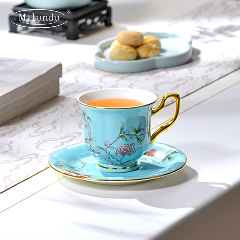 Milandu/米兰度 富贵满园系列德式骨瓷精致高档咖啡杯碟礼盒装