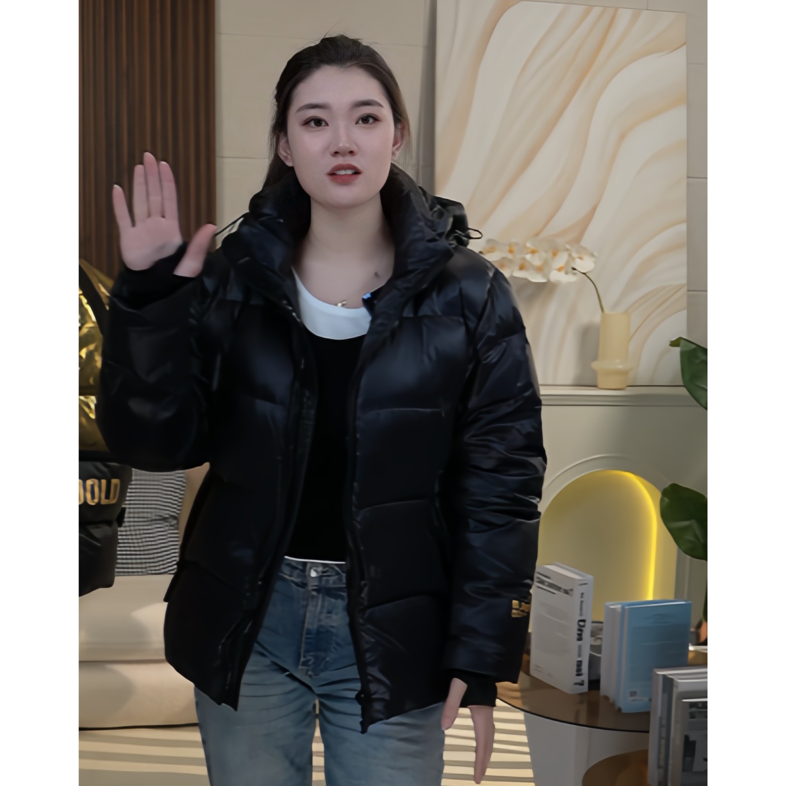 男女同款羽绒服2023年短款鹅绒服冬季新款韩版宽松加厚黑色金标