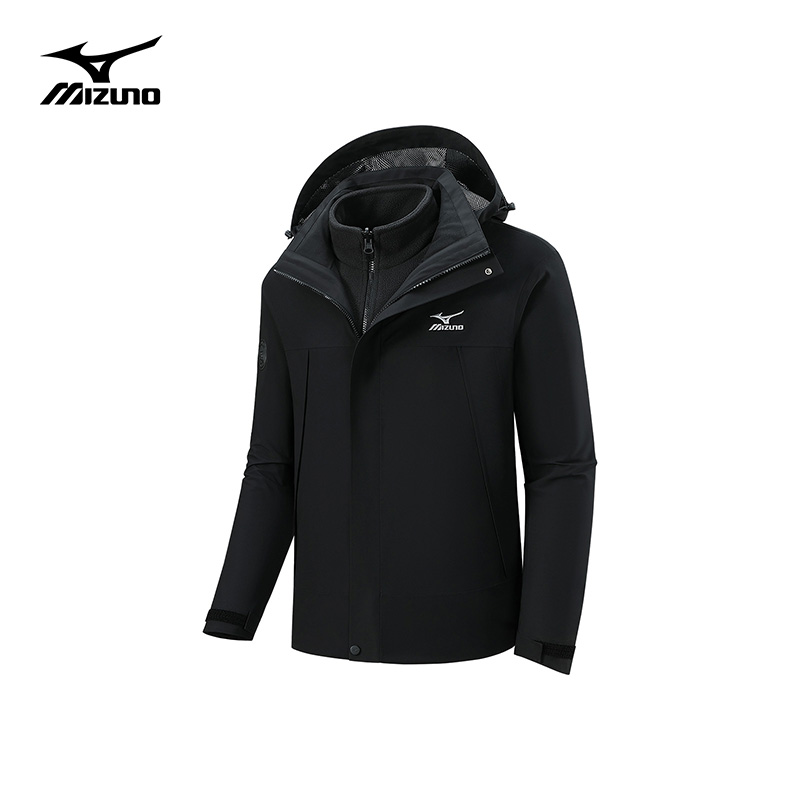 Mizuno美津浓三合一冲锋衣外套男士春秋户外防风防水登山情侣夹克
