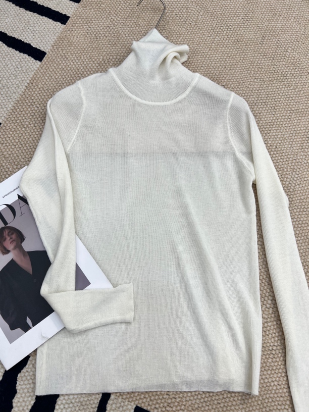 秋冬高领毛衫女堆堆领百搭修身打底针织衫纯色宽松时尚女装