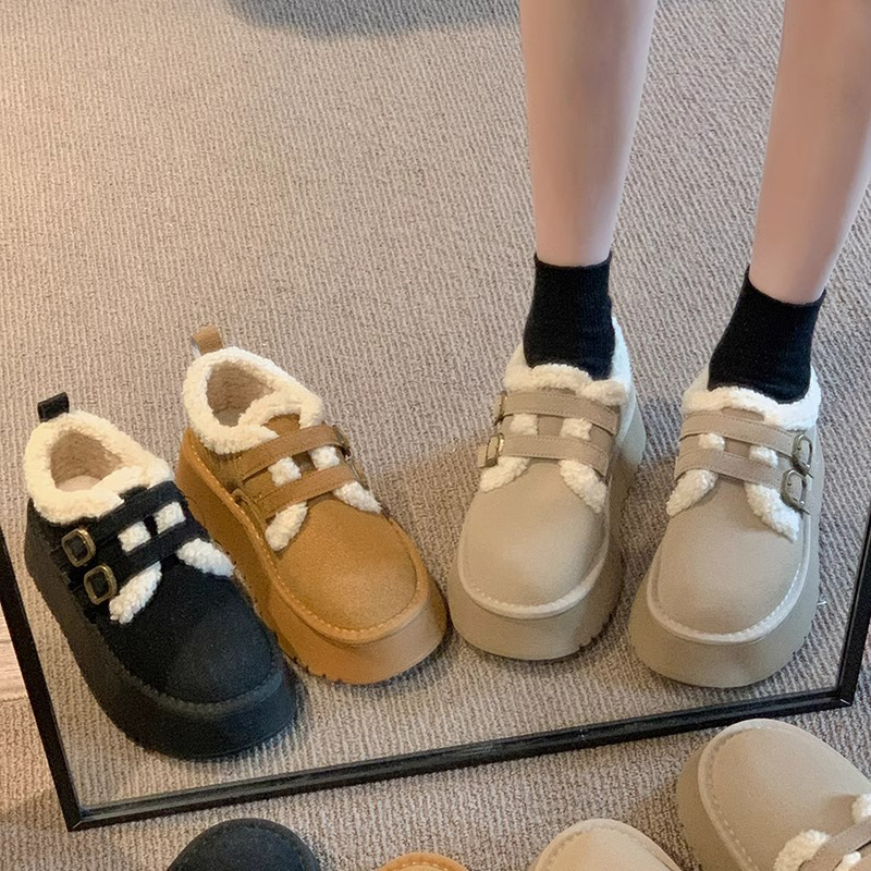 毛毛鞋棉鞋女款2023年冬季新款超火百搭小个子厚底保暖洋气雪地靴