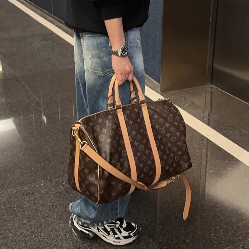 修复品lv两侧旅行袋健身经典斜挎换植鞣革