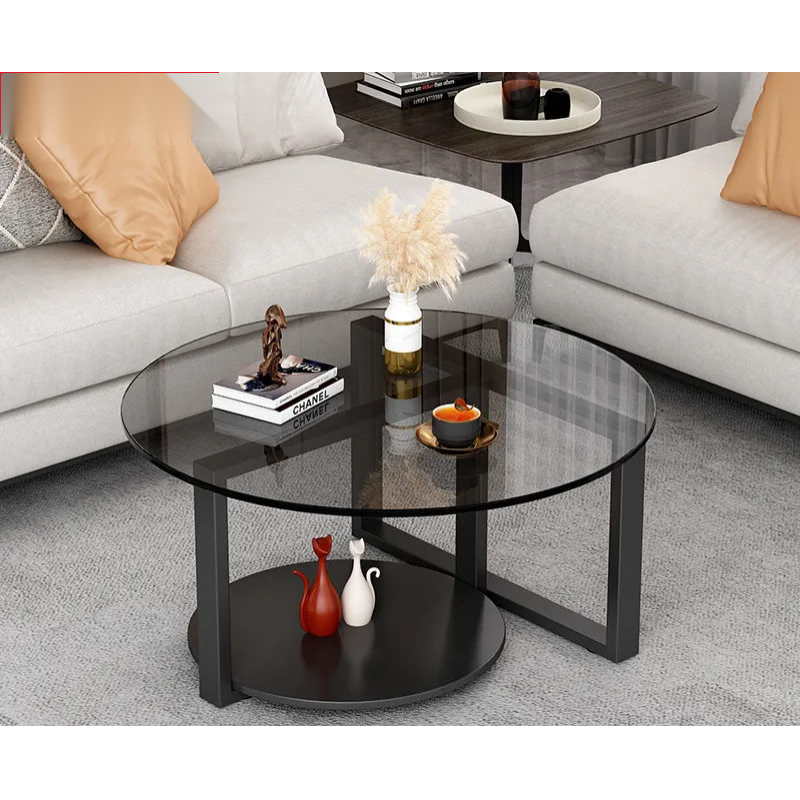 茶几网红爆款钢化玻璃客厅小户型现代简约家用圆茶桌茶台意式极简