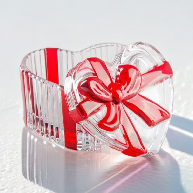 乾晟爱心蝴蝶结水晶玻璃首饰盒糖果罐