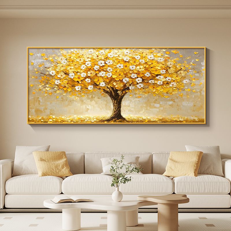 发财树壁画客厅挂画背景轻奢高端感招财大气大树装饰画高档艺术