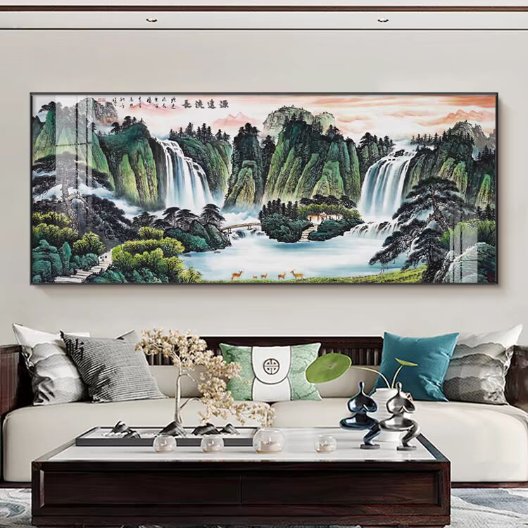 《源远流长》山水画古风客厅装饰画办公室名家聚财旺财挂画