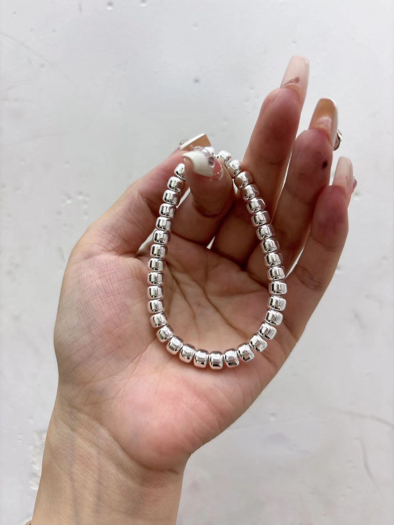 足银手链 足银手串桶珠手串