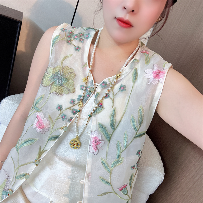 【如意】新款新中式国风重工绣花 显瘦款马甲夏季薄款防晒衣
