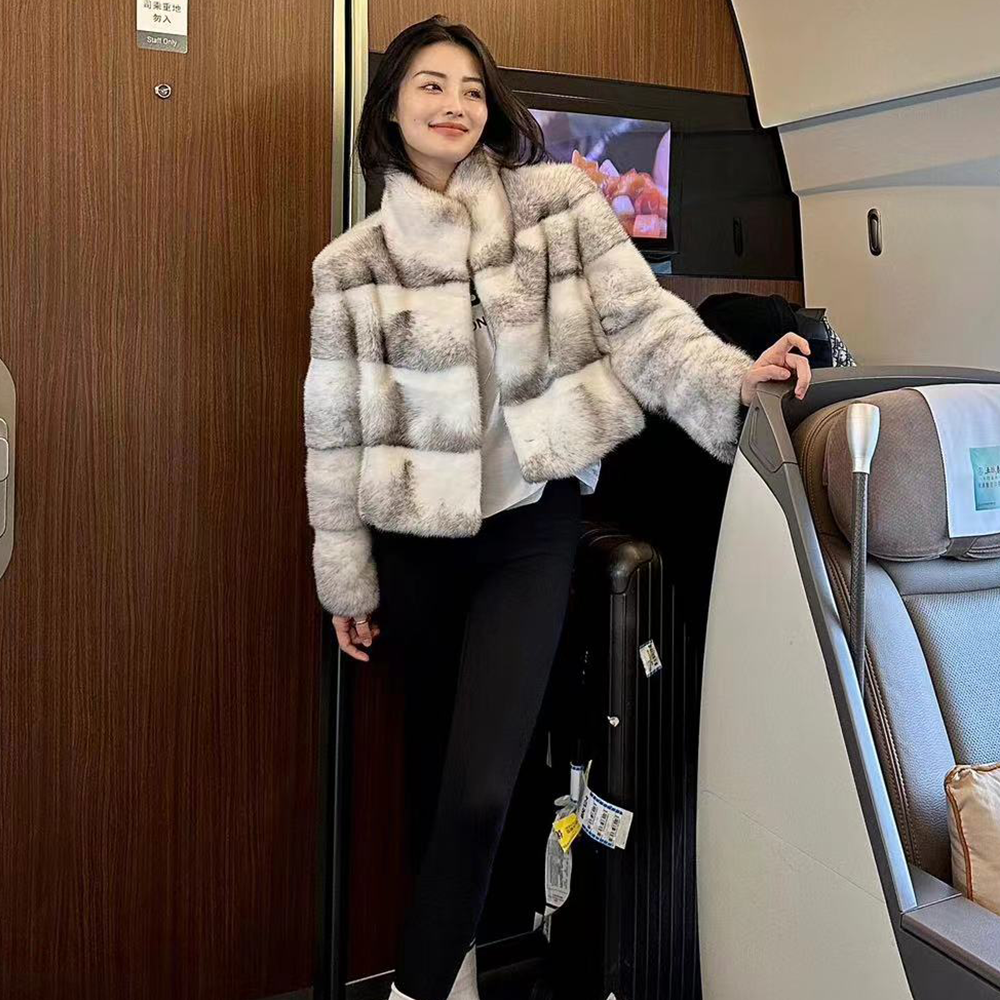 【东方雪宝】「小古巴」十字貂咖色系整貂进口天鹅绒立领貂皮大衣时尚