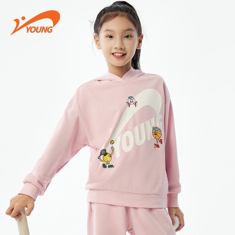 【女童春款上衣合集】贵人鸟2024长袖宽松加绒印花保暖圆领螺纹精