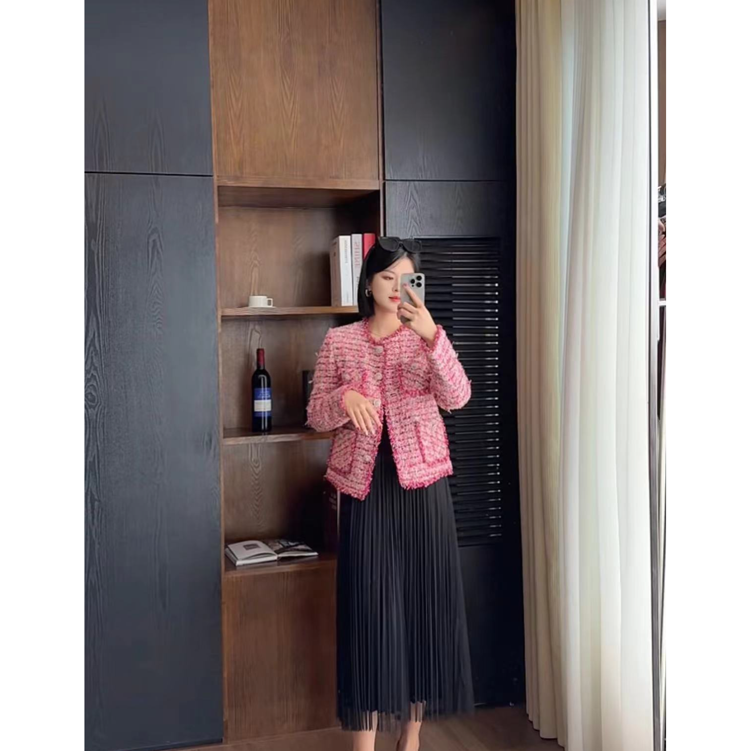 【粉黛佳人】MSSY美舒尚衣、上衣女外套秋季小香风气质短款红色60003