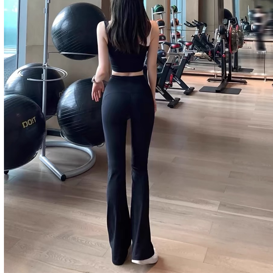 高腰收腹无尴尬线瑜伽健身休闲跑步微喇裤