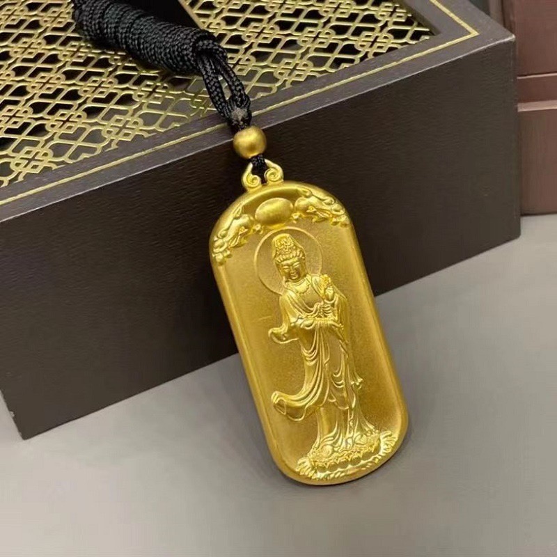 合金吊坠 竖款观音 实心吊坠（+送精编绳子）
