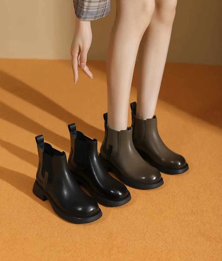 56251广版新款高品质头层小牛皮单里短靴头层猪皮脚垫6070 7102