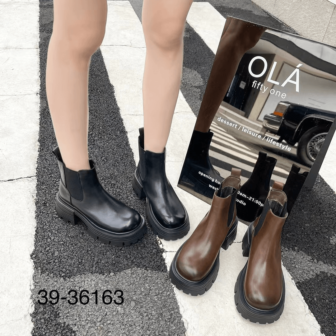 3936163冬季新款加棉厚底五厘米头层牛皮短靴3938126 3937126