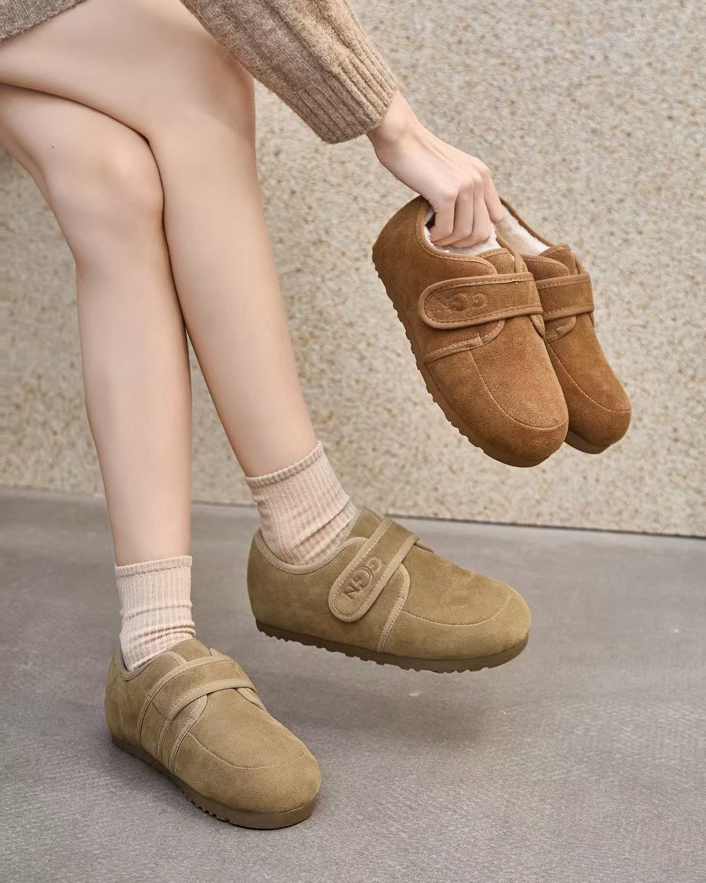 825广版新款高品磨砂牛皮保暖防滑超舒适冬季单鞋