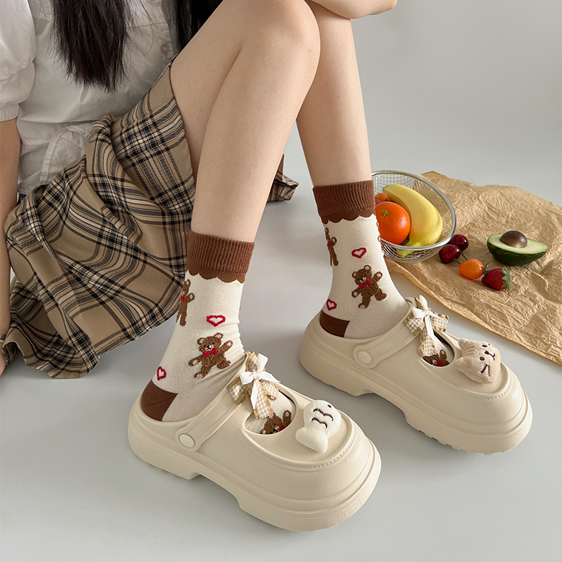 蟹老板原创可爱卡通小鱼洞洞鞋女2024夏季甜美蝴蝶结踩屎感半拖鞋