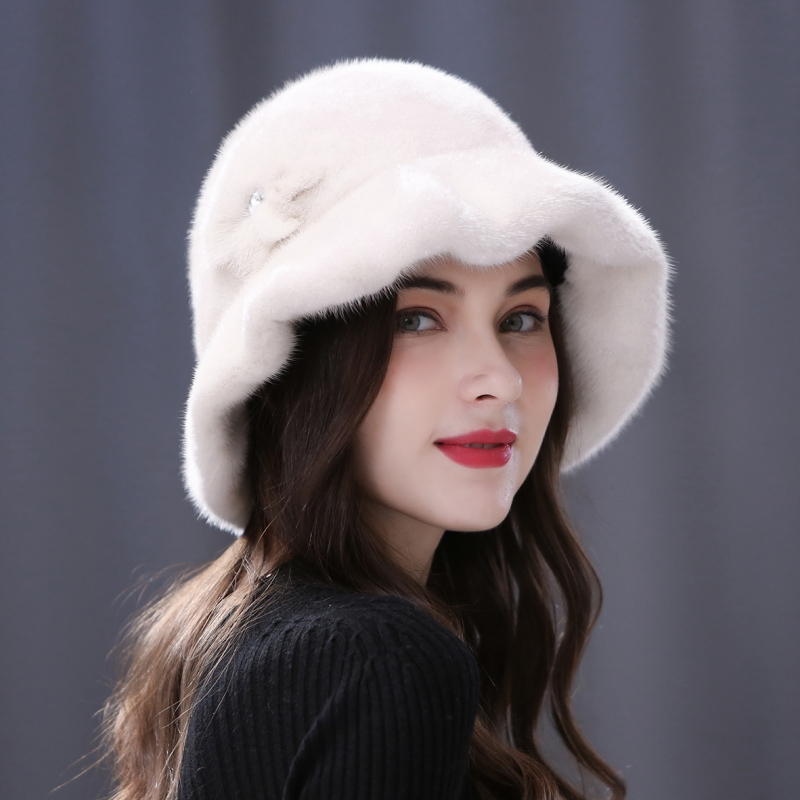 嫒羽水貂皮帽子女秋冬季整貂毛护耳时尚帽冬天保暖真皮草帽子韩版
