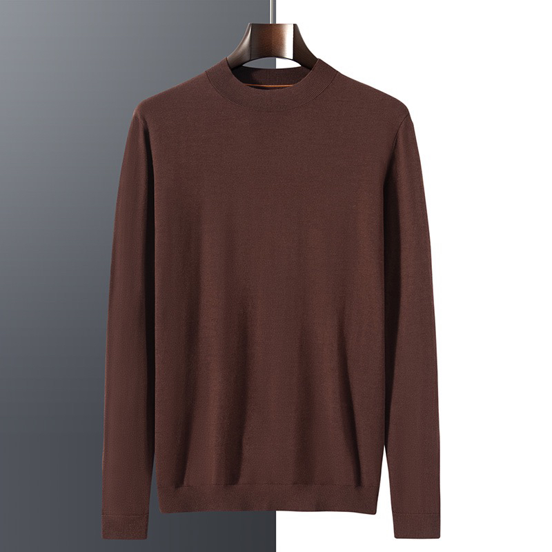 精纺可机洗的羊毛衫 纯羊毛 半高领长袖 男士针织衫打底衫