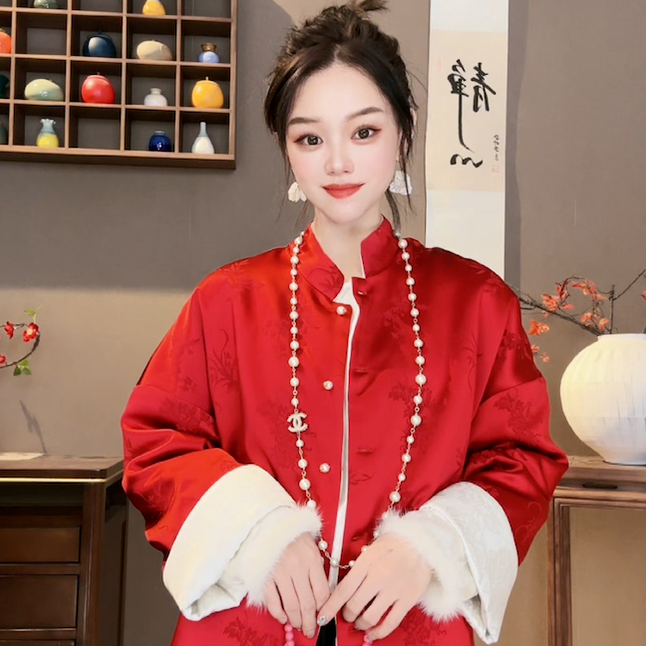 《深圳佐漫服饰》Y1205霓裳 新中式醋酸提花双面穿气质立领国风棉服