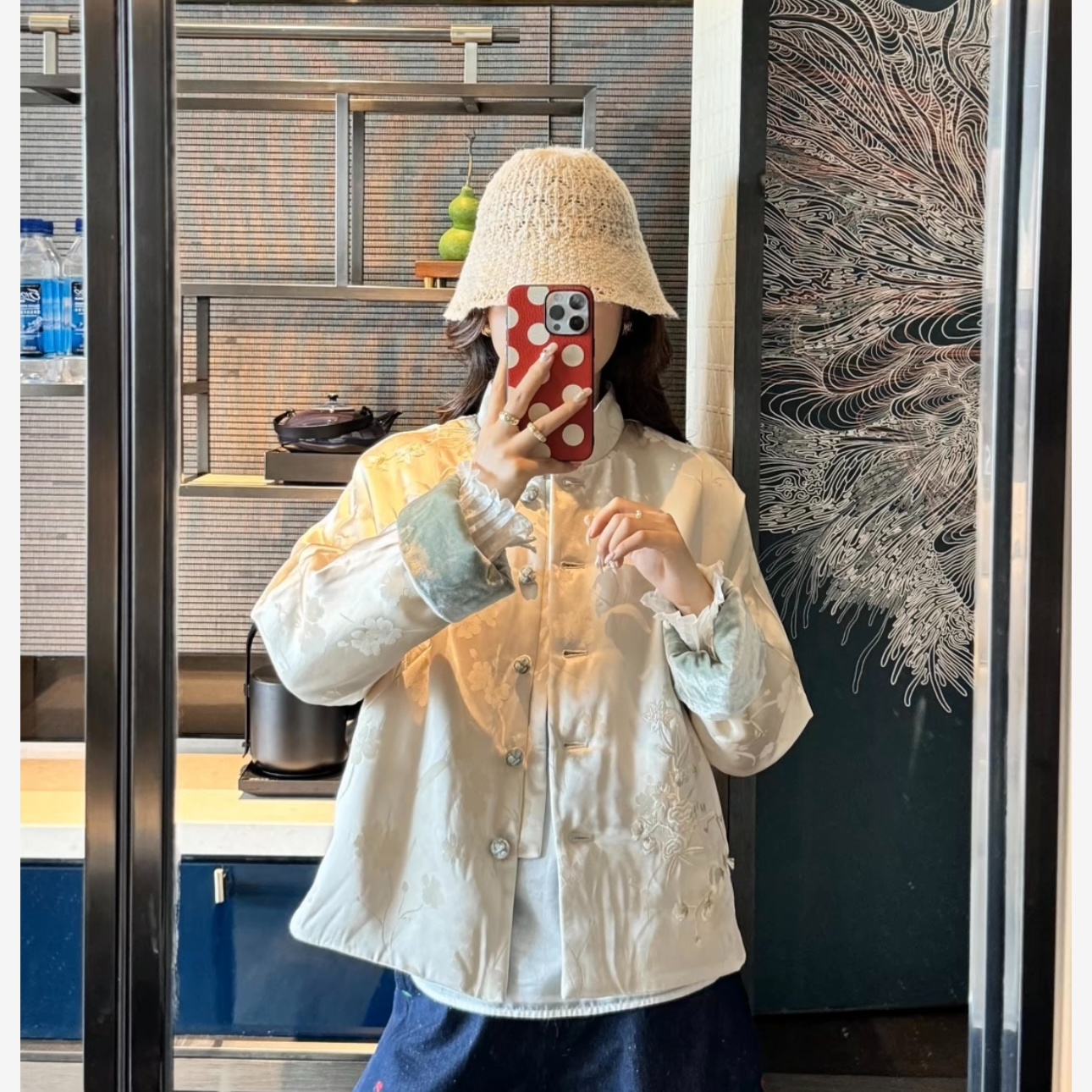 《深圳佐漫》Z1010醉玲珑 新中式刺绣拼色气质优雅国风醋酸棉服外套