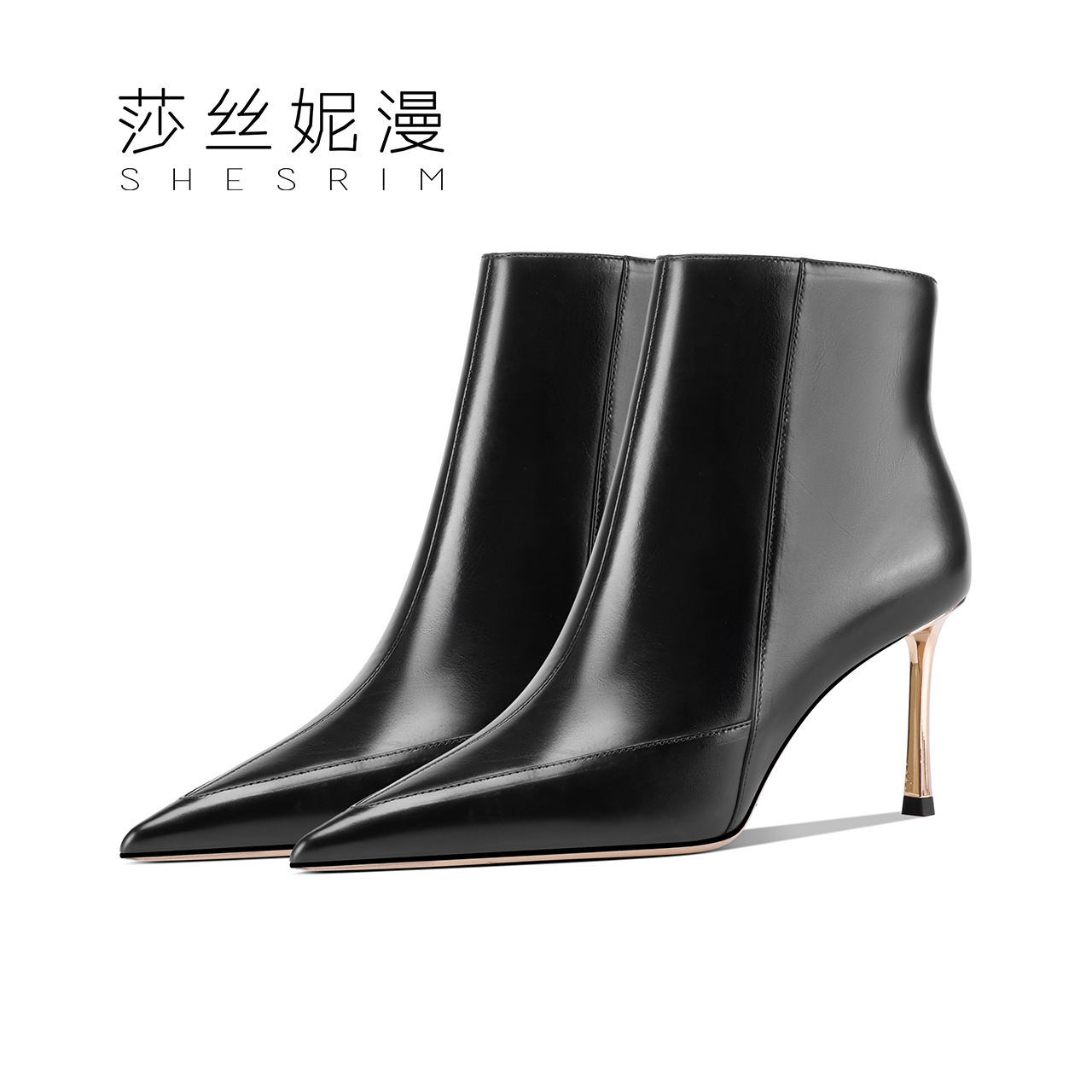 【设计师首发秋冬限定】新款尖头高跟短靴女百搭复古细跟真皮女靴