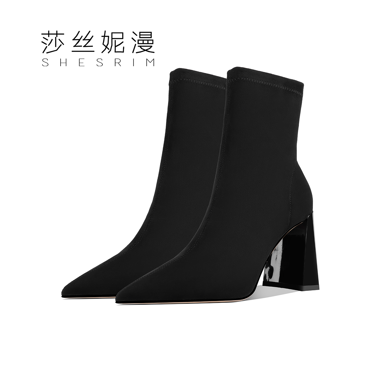 真皮尖头短靴女2023秋冬新款细跟靴百搭靴子时尚简约女鞋子气质鞋