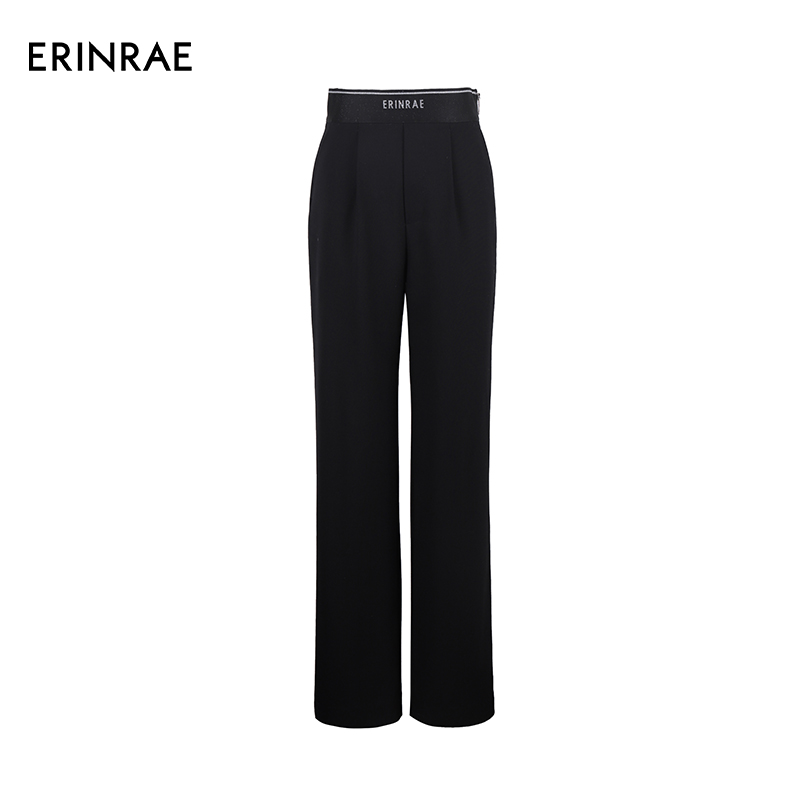 ERINRAE【银边】秋季黑色高腰时尚休闲气质显瘦长裤EF436156WO20