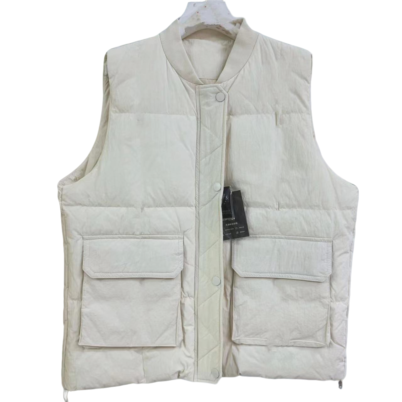 7403-防污（大口袋贡米色）坎肩羽绒马甲